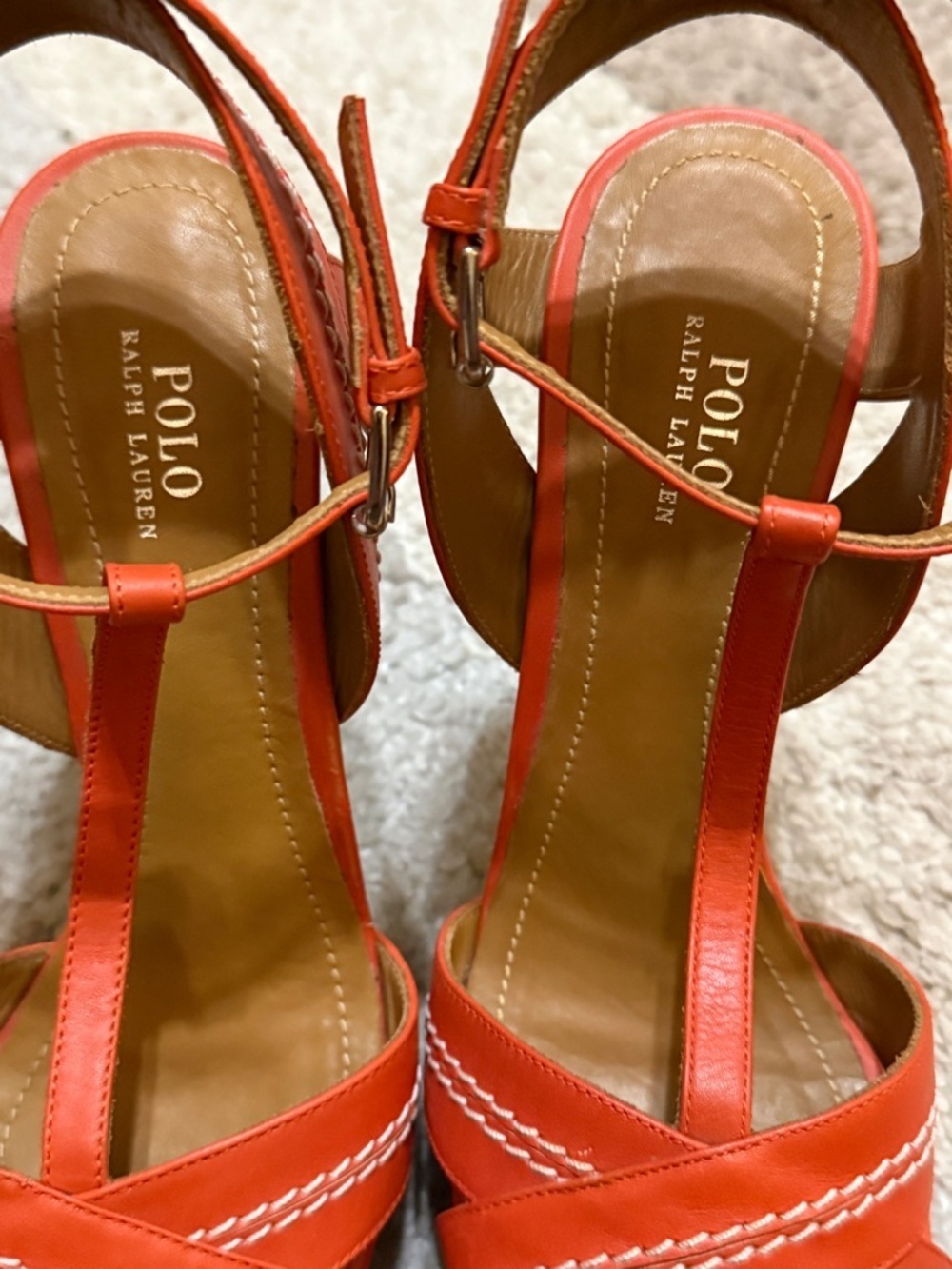 Polo by Ralph Lauren Orange Strappy Ankle-Wrap Heels- 36.5 - Picture 8 of 8